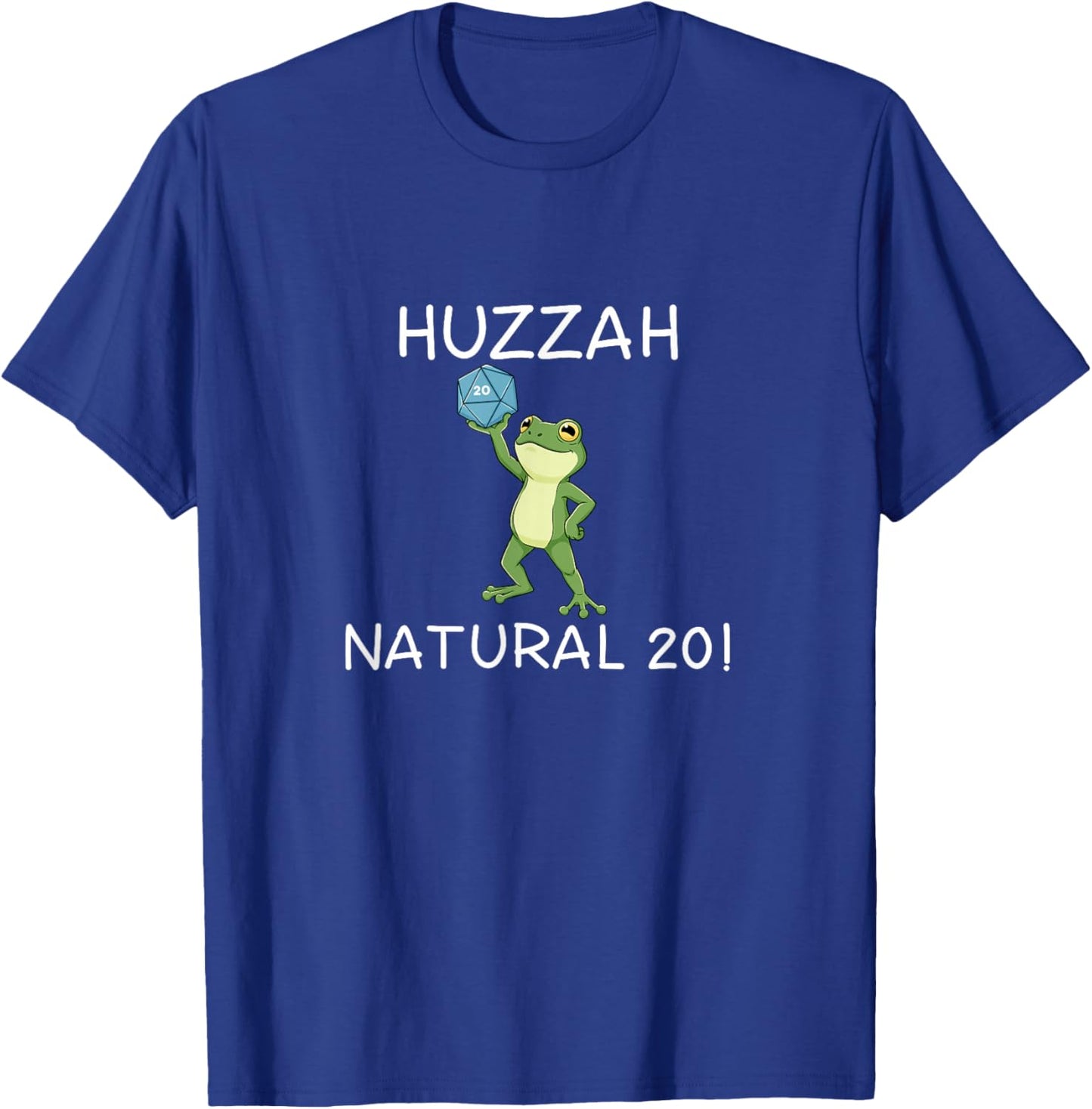 Funny RPG Gamer Frog Knight Saying Huzzah Natural 20 T-Shirt - T-Shirt | Royal