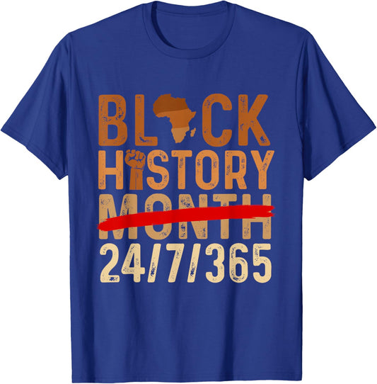 Black History Month 24/7/365 - African Roots Melanin Pride T-Shirt - T-Shirt | Royal