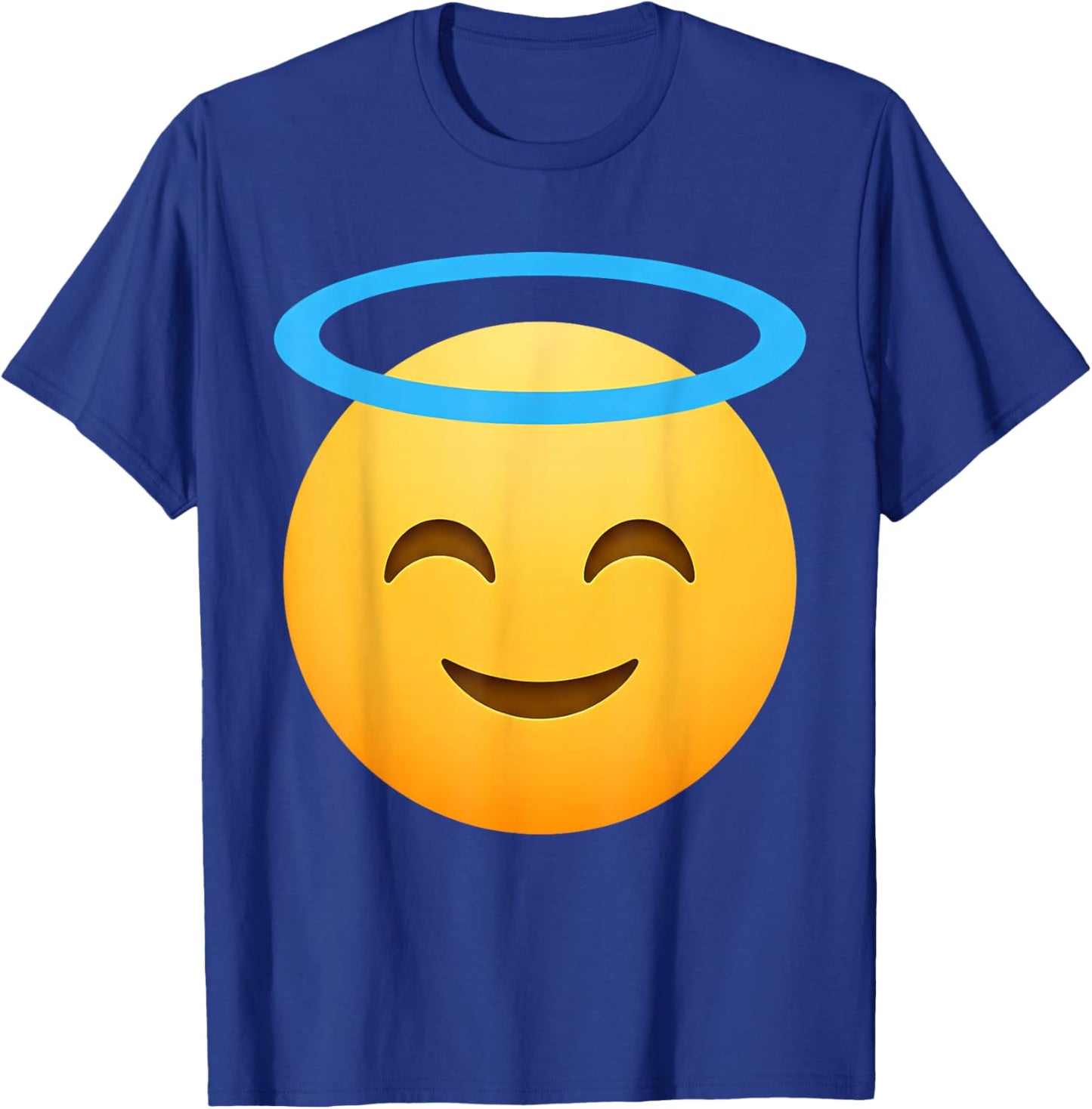 Funny Emoticon Smiling Face with Halo Angel T-Shirt - T-Shirt | Royal