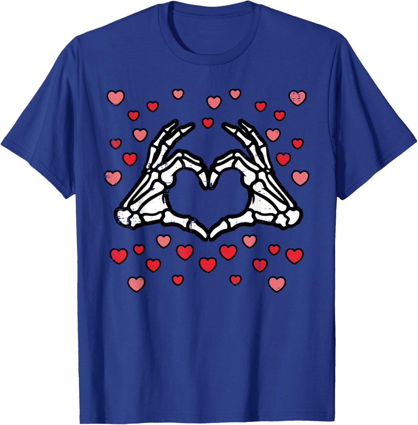 Valentines Day Skeleton Hand Heart Funny Men Women Kids T-Shirt - T-Shirt | Royal