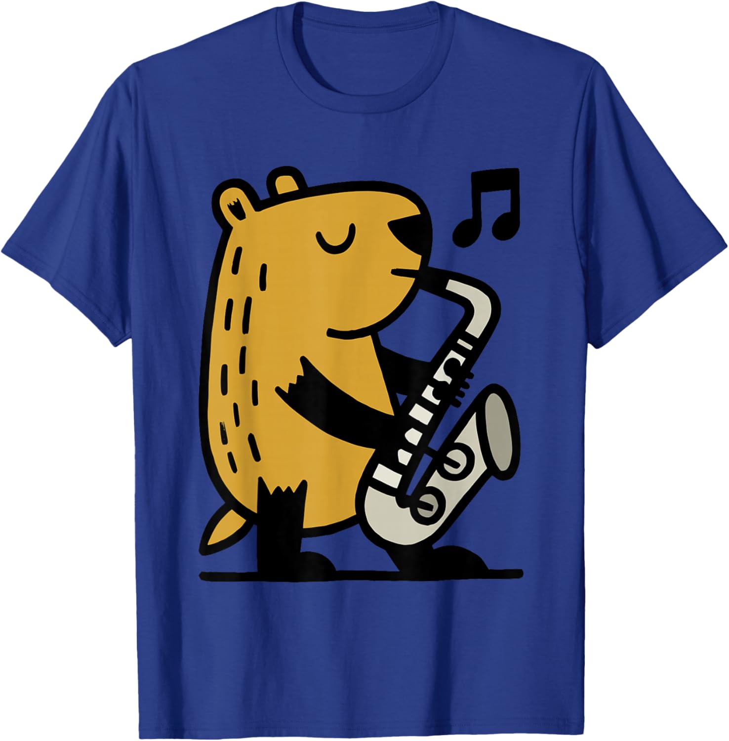 Capybara Playing Saxophone Cartoon Graphic T-Shirt - T-Shirt | Royal