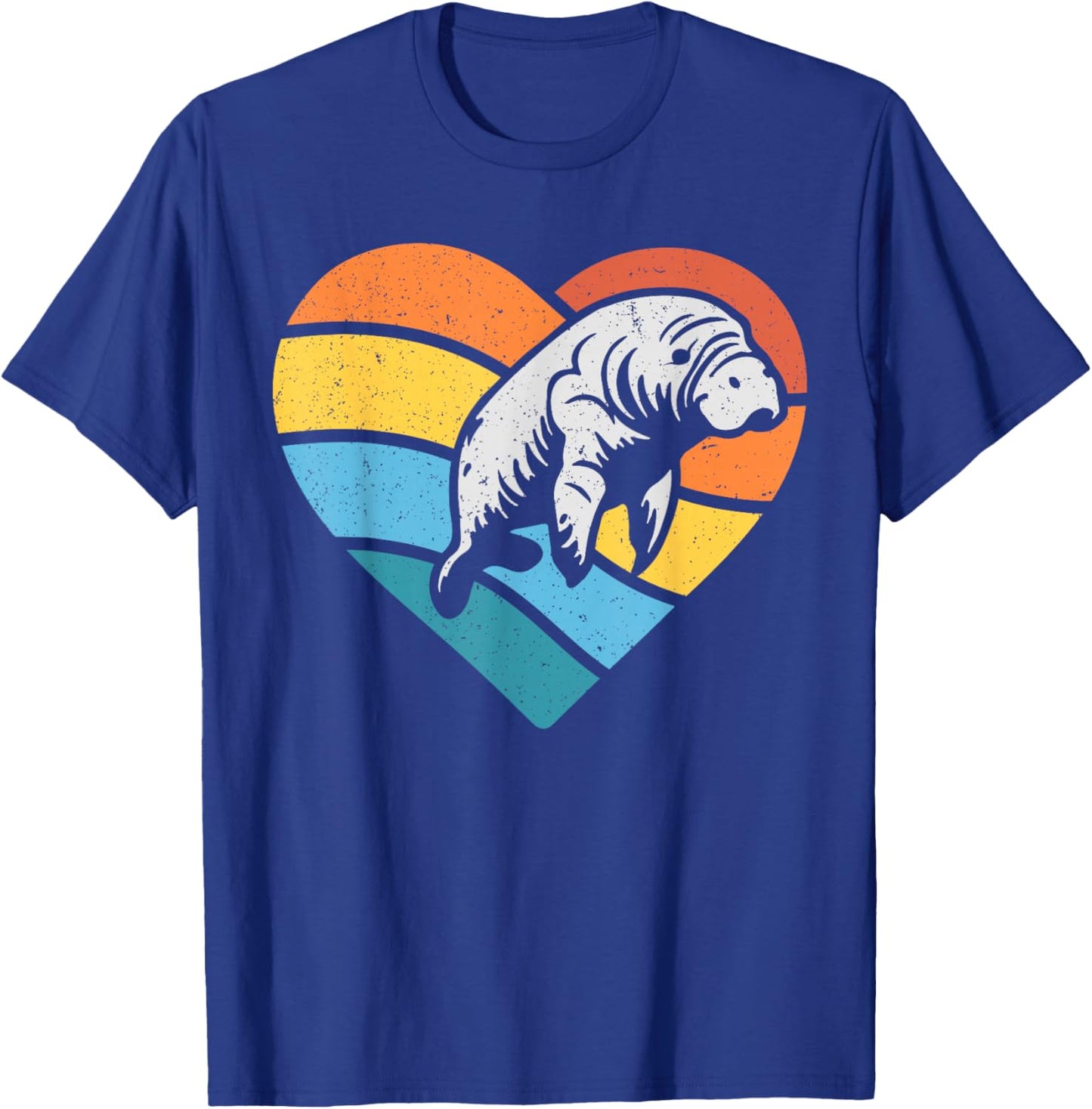 Sea Manatee Valentines Vintage Heart T-Shirt - T-Shirt | Royal