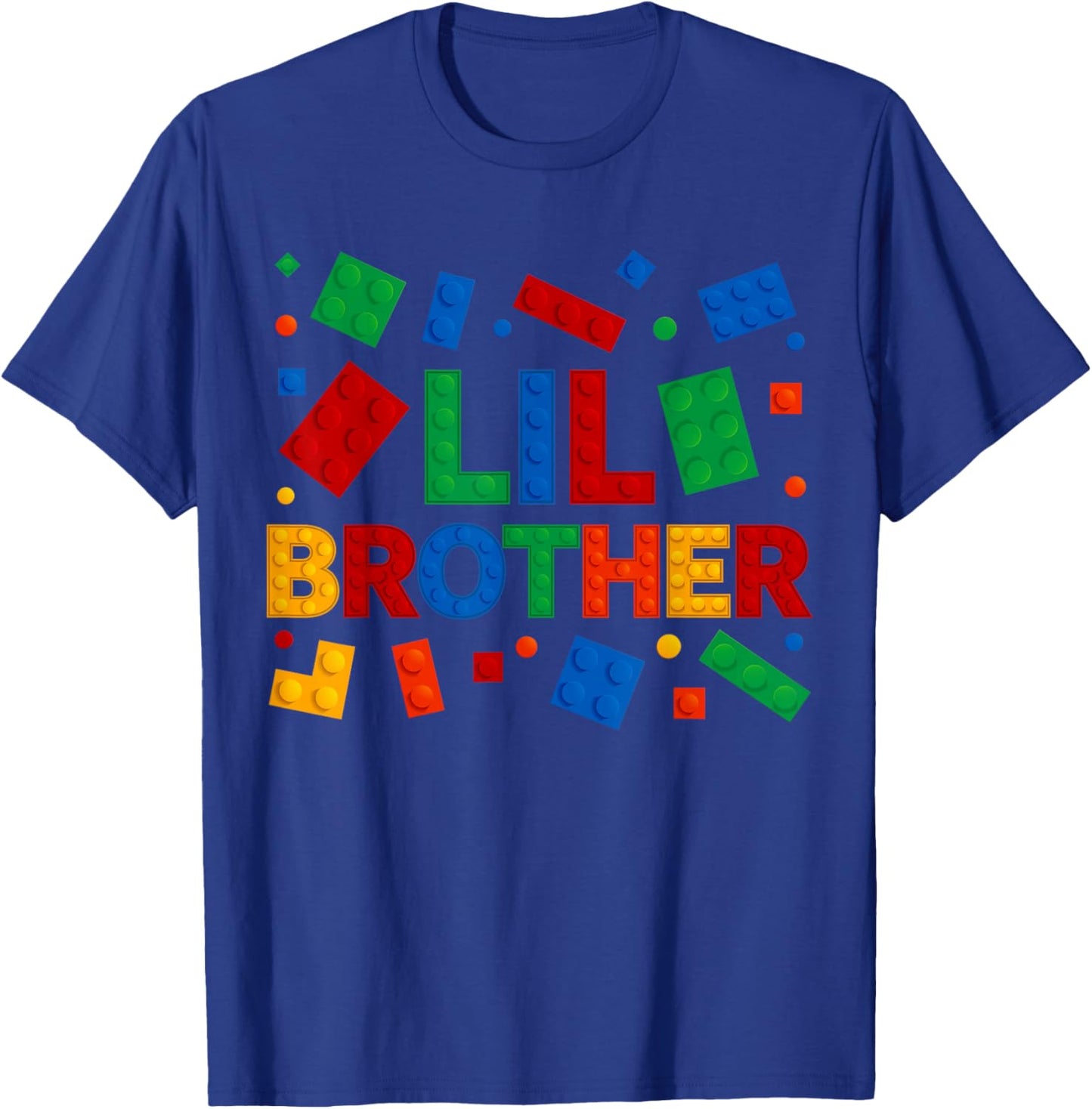 Family Lil Brother Master Builder Bricks Blocks Birthday T-Shirt - T-Shirt | Royal