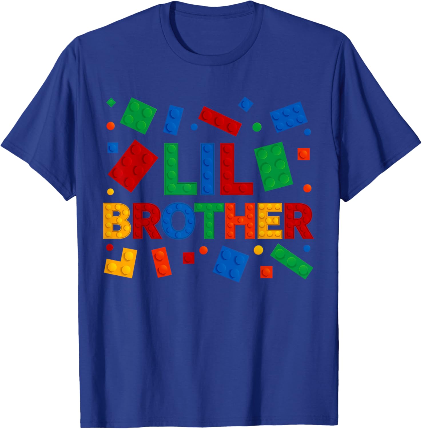 Family Lil Brother Master Builder Bricks Blocks Birthday T-Shirt - T-Shirt | Royal