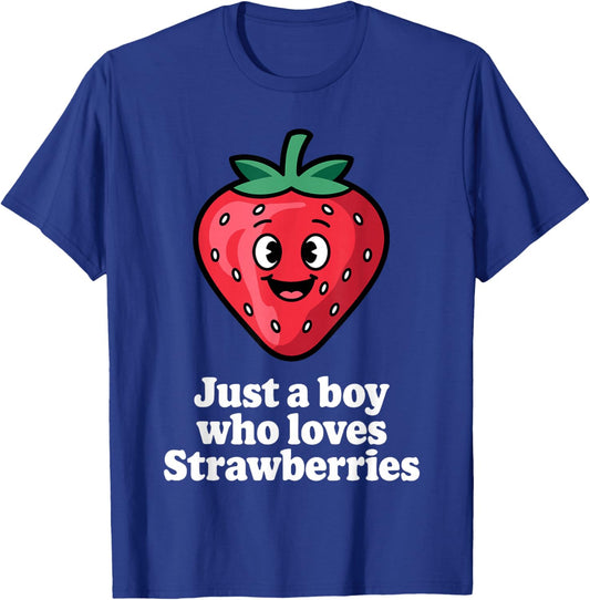Funny Strawberry Design for Boys Men Fruit Strawberry Lover T-Shirt - T-Shirt | Royal