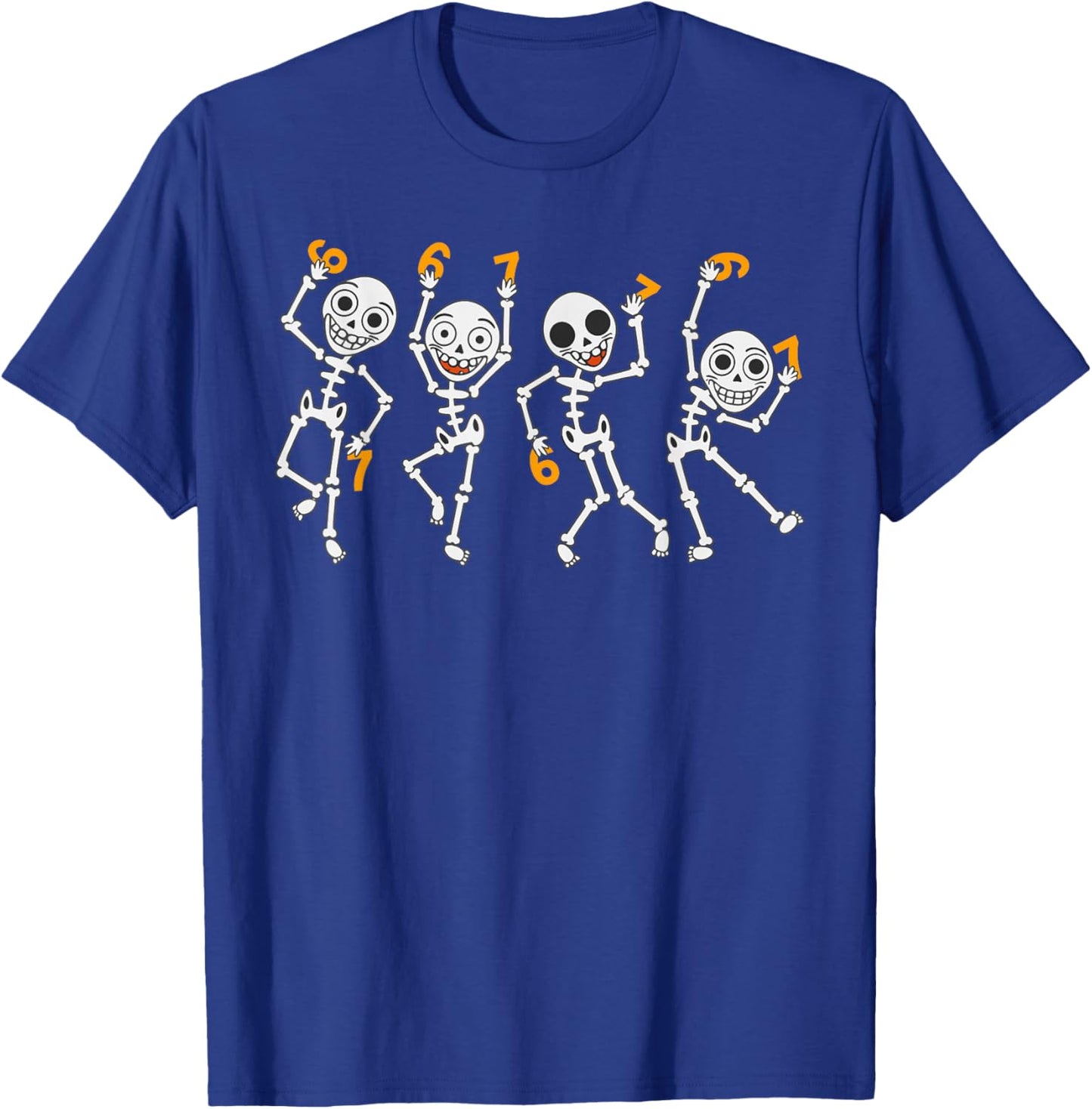 Six Seven 67 Meme Funny Halloween Dancing Skeleton Women Men T-Shirt - T-Shirt | Royal