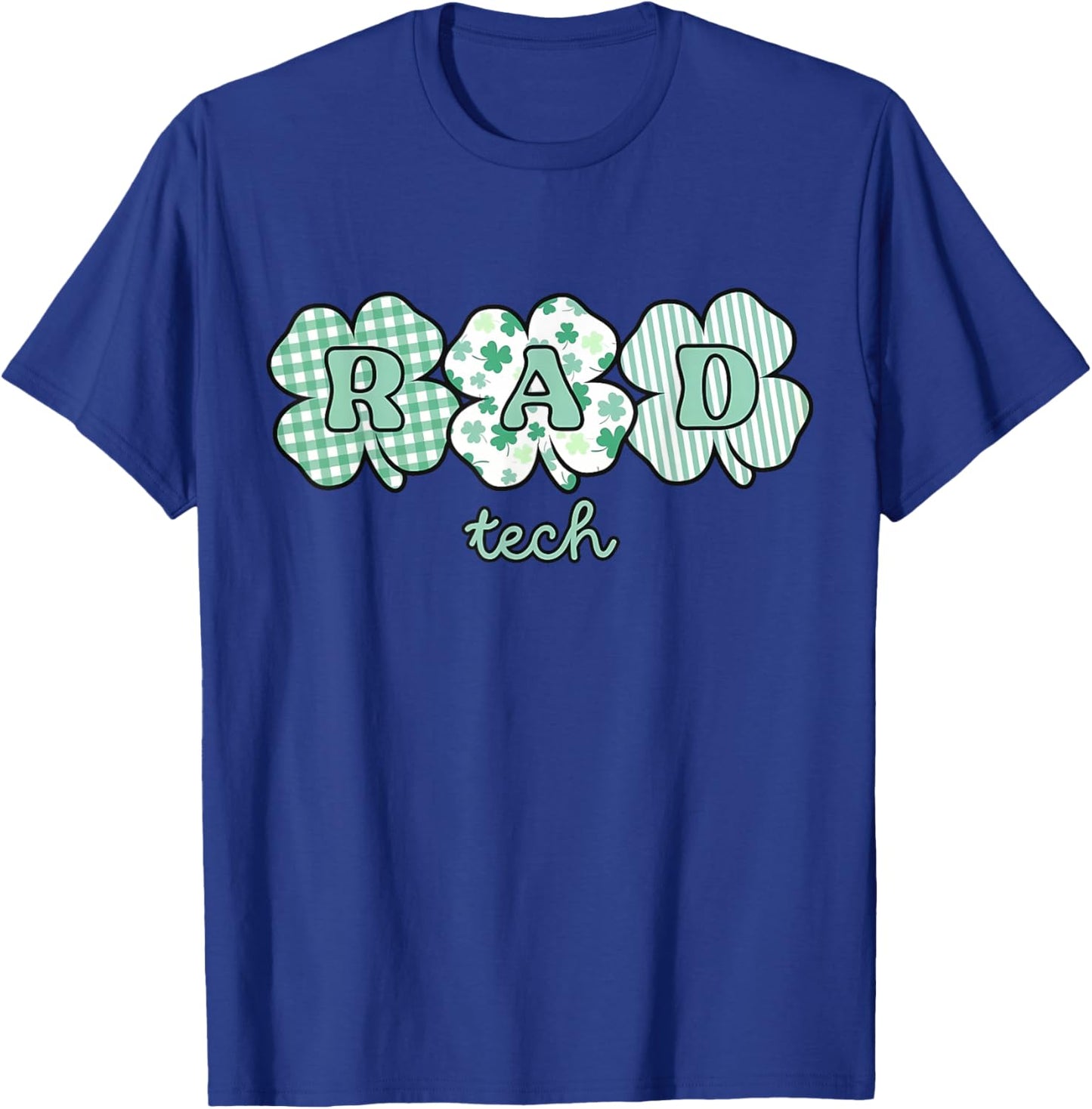 Retro Checked Shamrock RAD Tech St Patrick's Day X-ray Tech T-Shirt - T-Shirt | Royal
