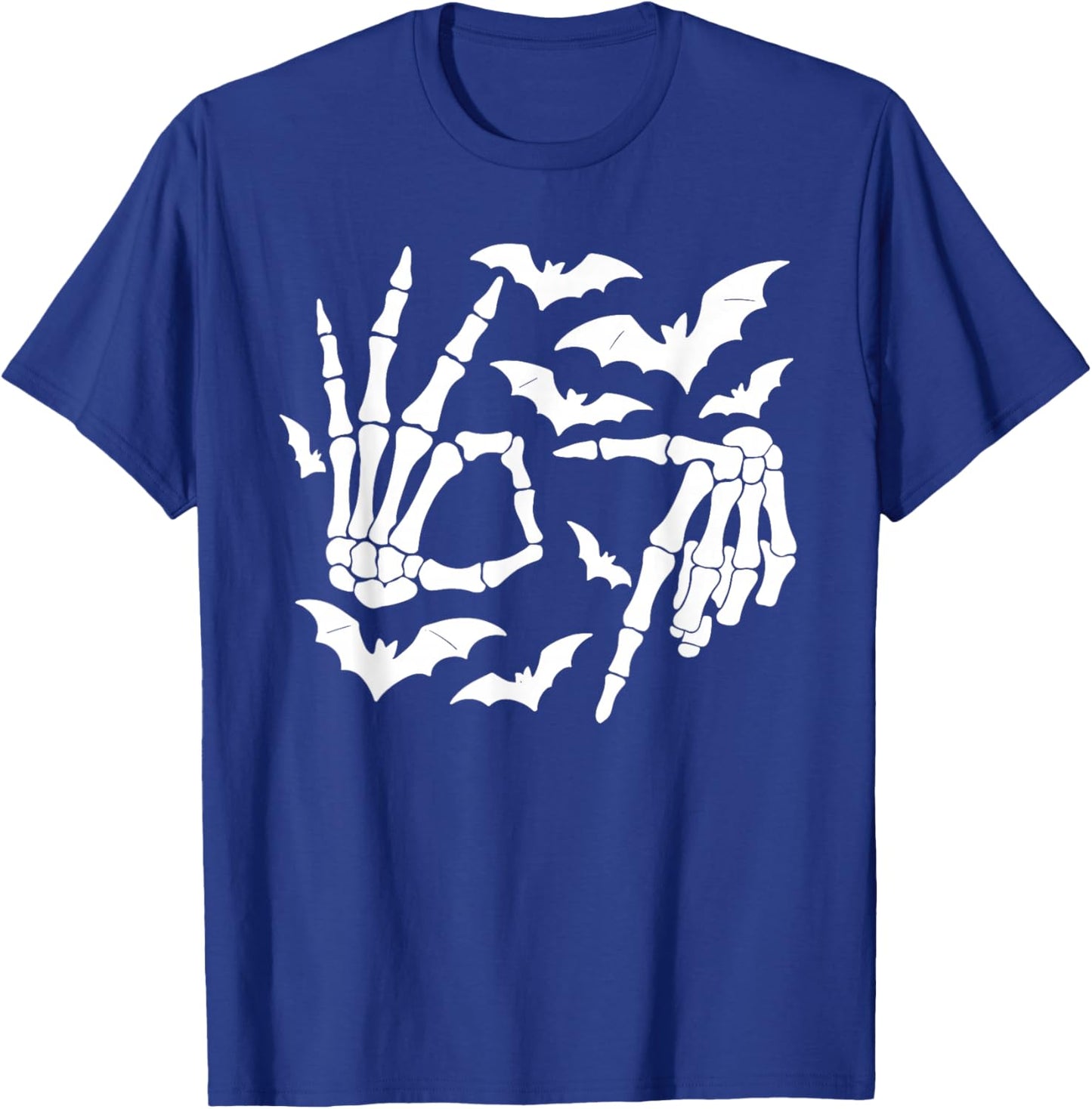 6 7 Meme Halloween Skeleton Hand Sign Graphic T-Shirt - T-Shirt | Royal