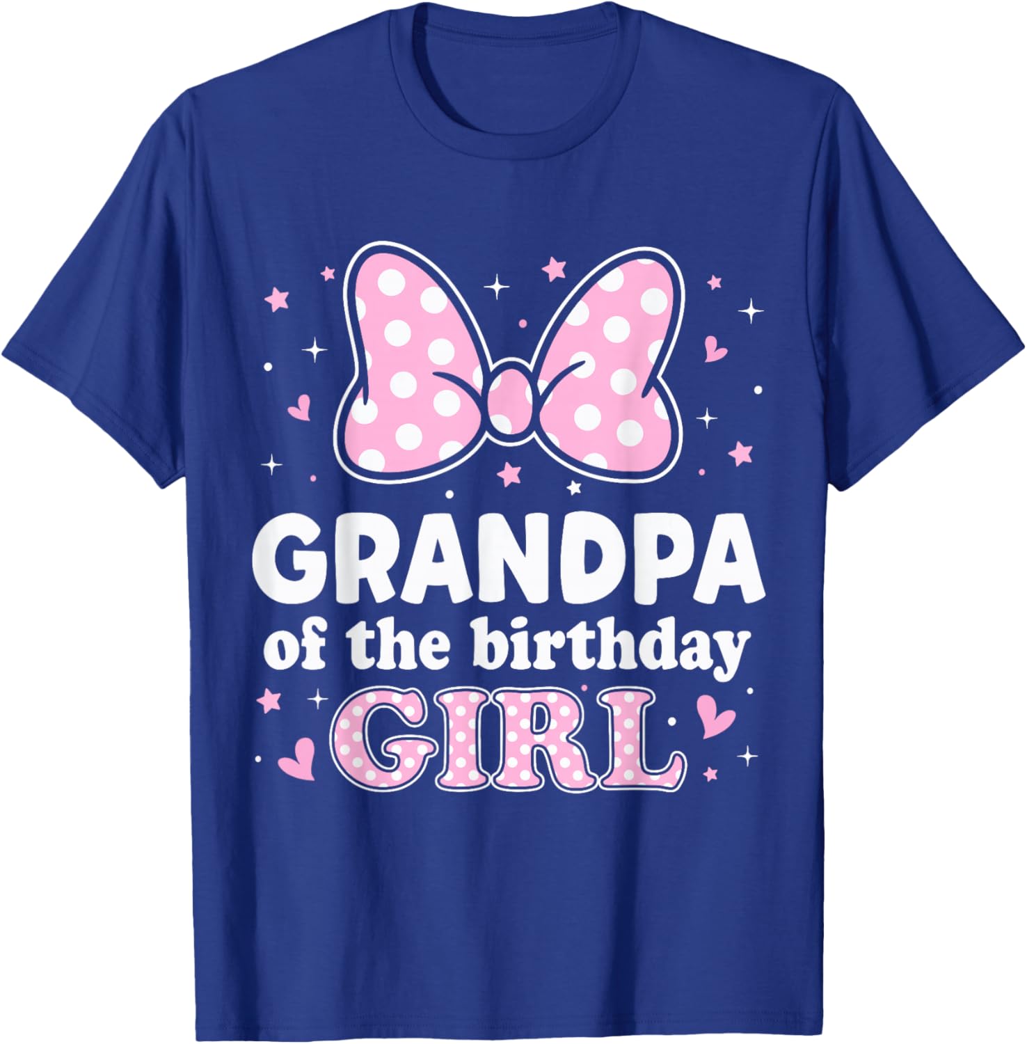 Grandpa of The Birthday Girl Cute Pink Bow Family Matching T-Shirt - T-Shirt | Royal