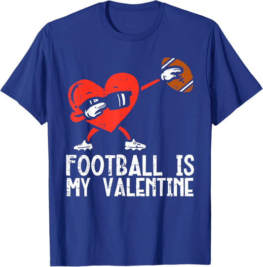 Football is My Valentine Funny Dabbing Heart Boys Kids Men T-Shirt - T-Shirt | Royal