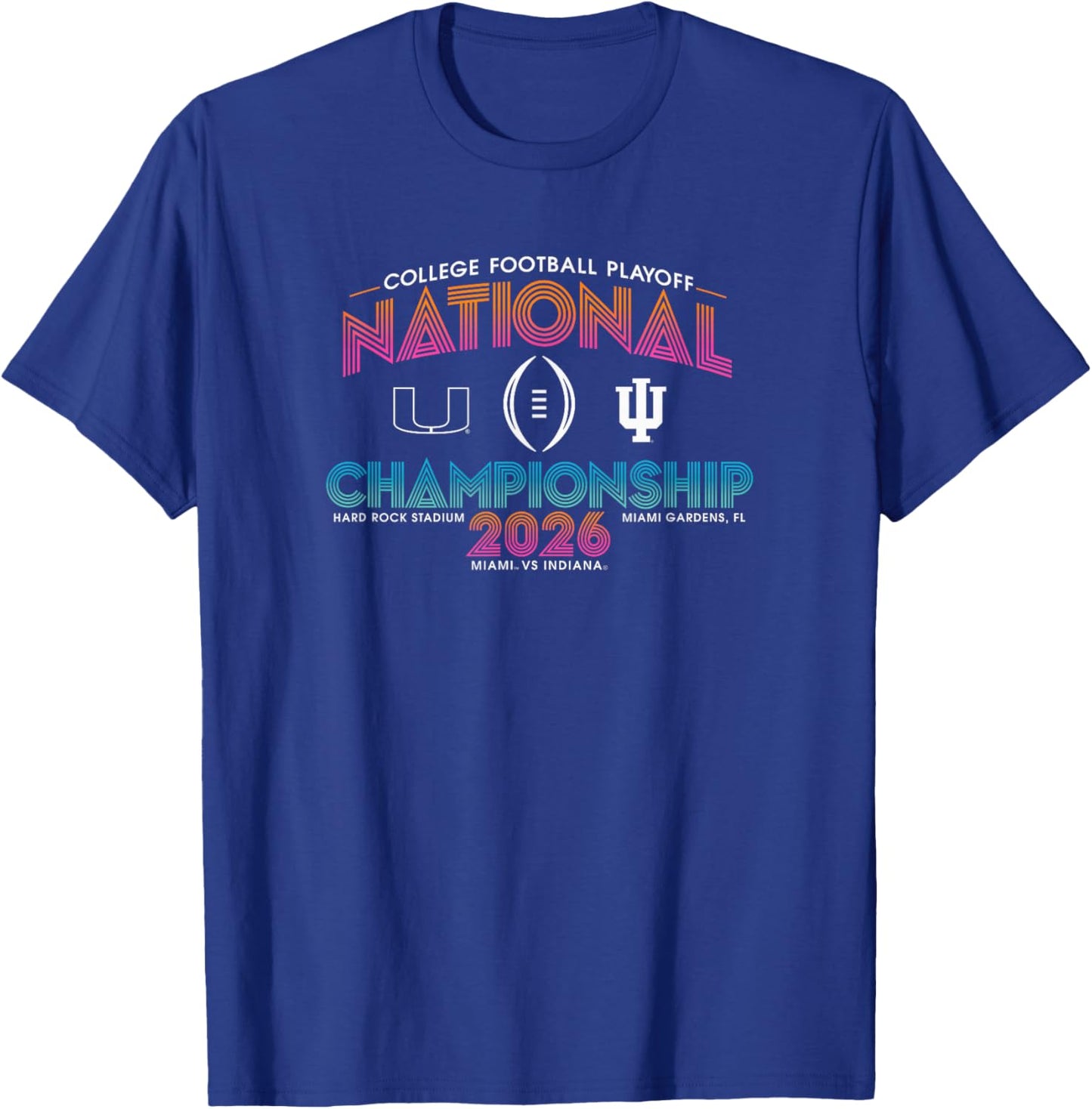 Miami vs Indiana CFP National Championship 2026 Black T-Shirt - T-Shirt | Royal