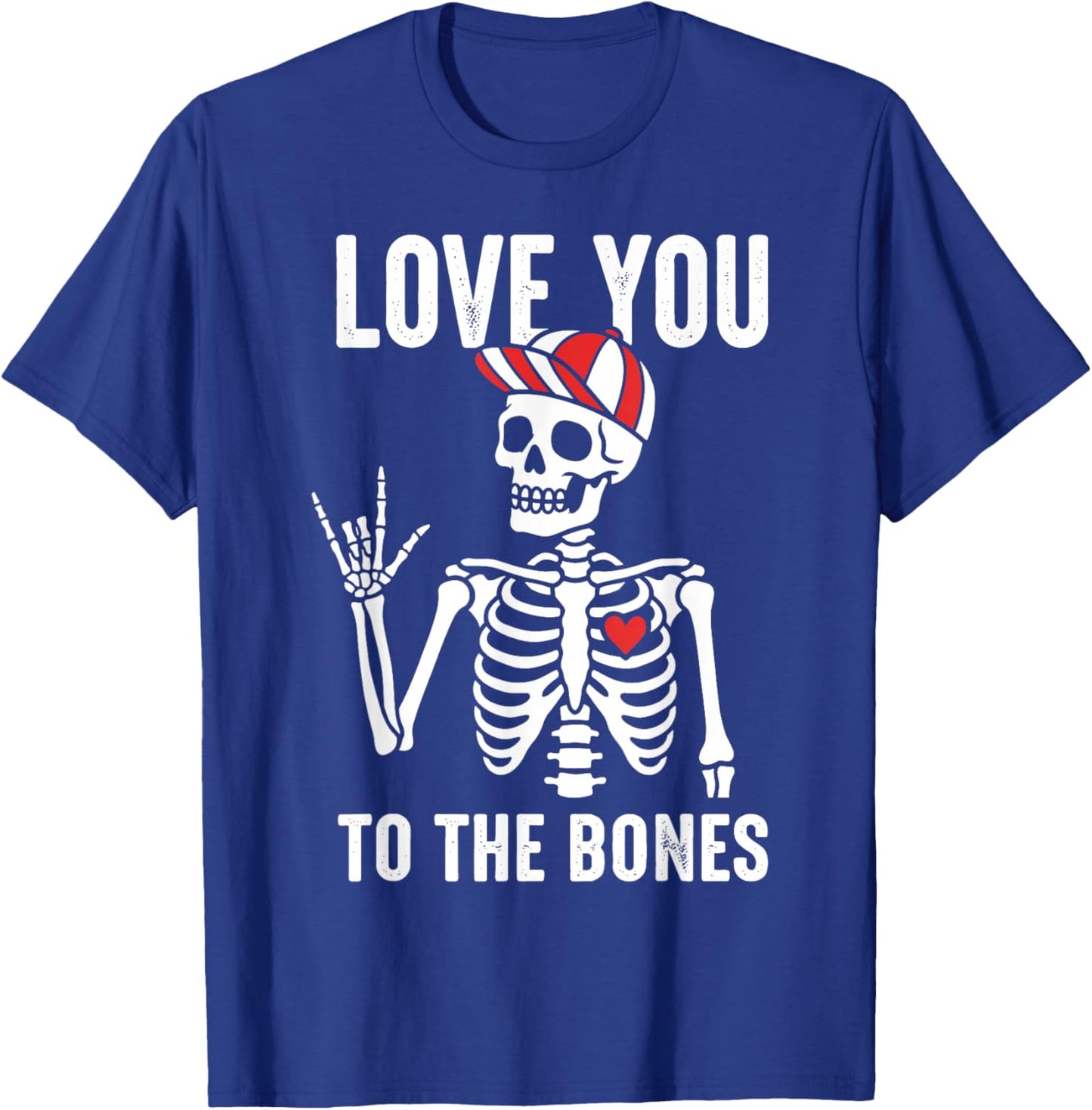 Men Kids V-Day Rock Skeleton Love You Boys Valentines T-Shirt - T-Shirt | Royal