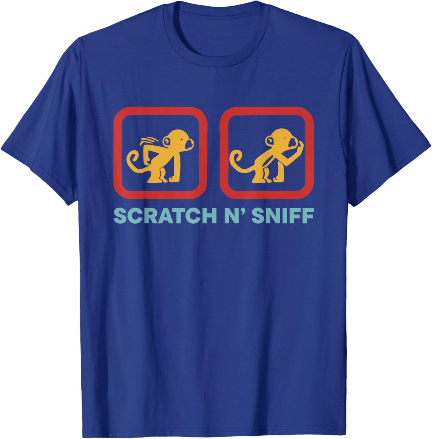 Scratch N’ Sniff Monkey Humor T-Shirt - T-Shirt | Royal