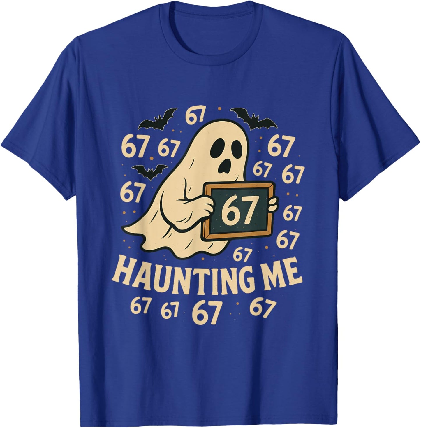 67 Halloween Ghost Math Meme Multiplication 6x7 Student Joke T-Shirt - T-Shirt | Royal