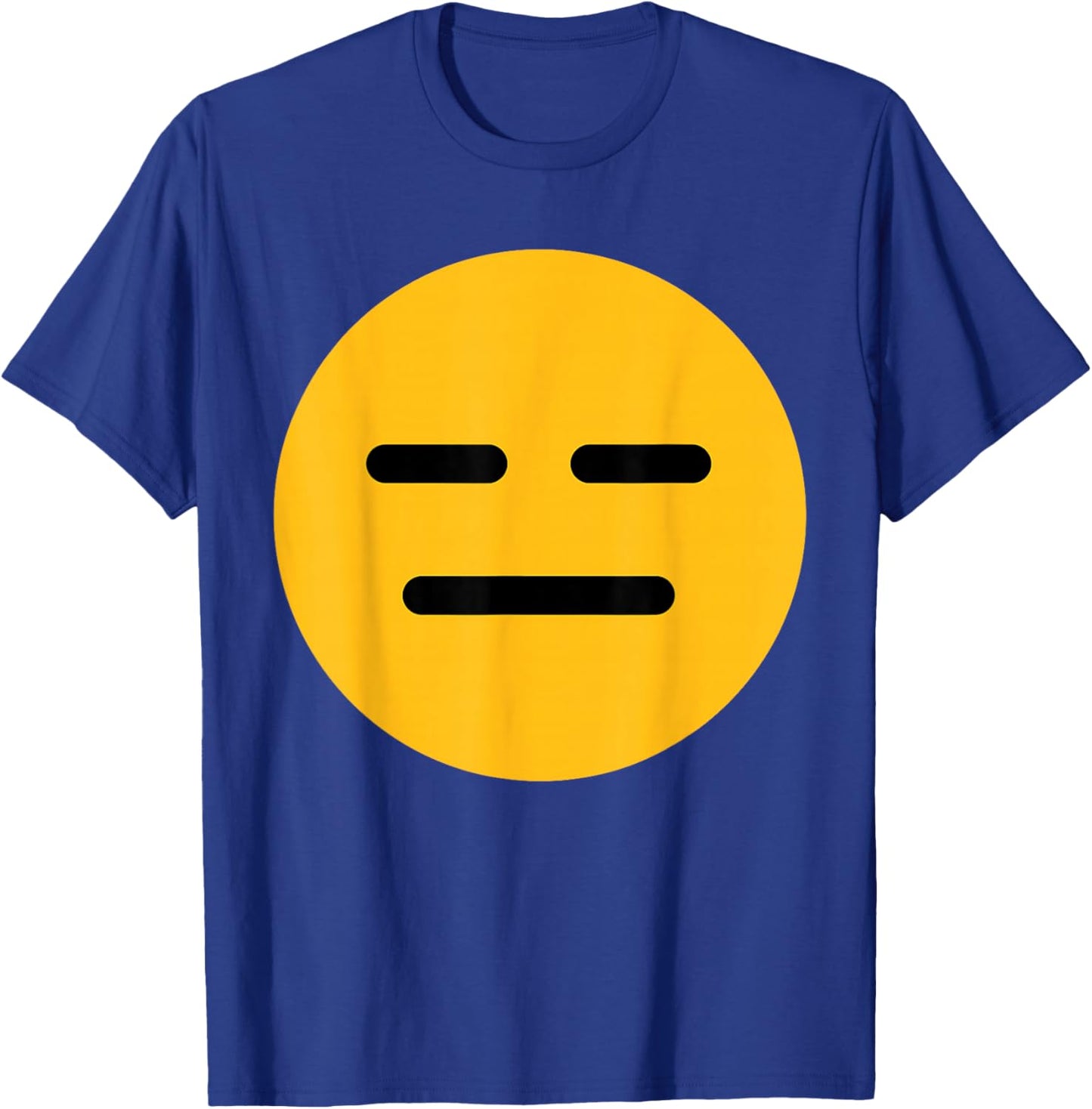 Funny Emoticon Expressionless Face with Straight Mouth T-Shirt - T-Shirt | Royal