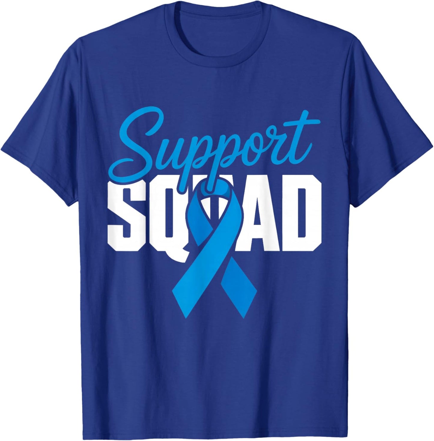 Colon Cancer Awareness Support Squad Blue Ribbon Family T-Shirt - T-Shirt | Royal