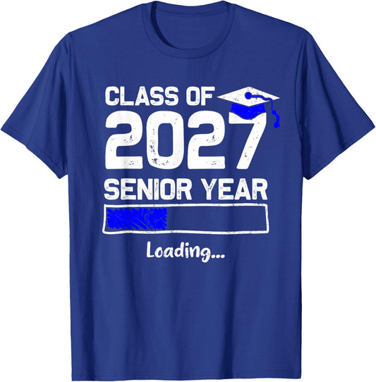 Class of 2027 Senior Year Loading Funny Senior 2027 T-Shirt - T-Shirt | Royal