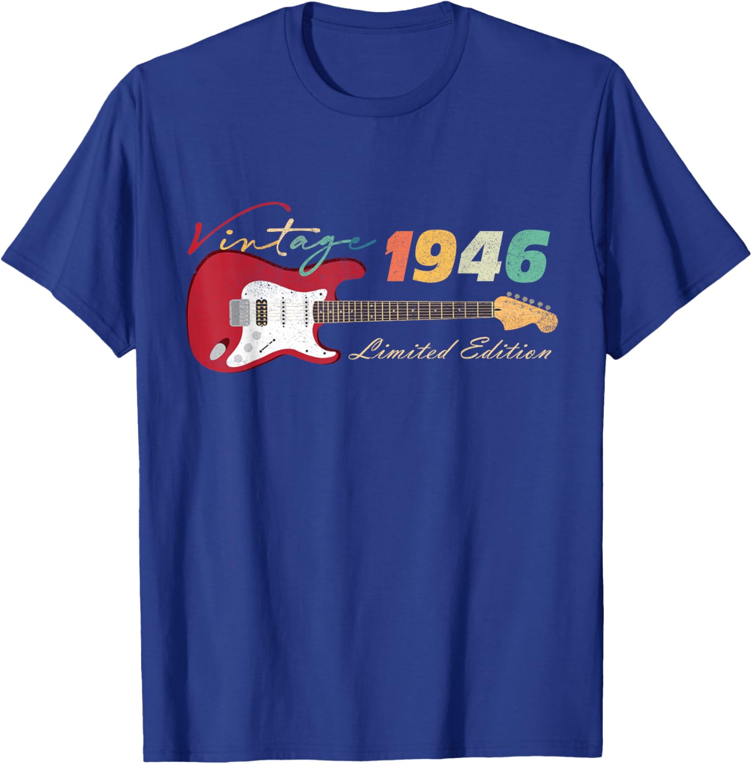 Vintage 1946 80th Birthday Gifts Guitar Lovers 80 Years Old T-Shirt - T-Shirt | Royal