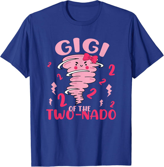 Gigi of The Two-nado Tornado Theme 2nd Birthday Party T-Shirt - T-Shirt | Royal