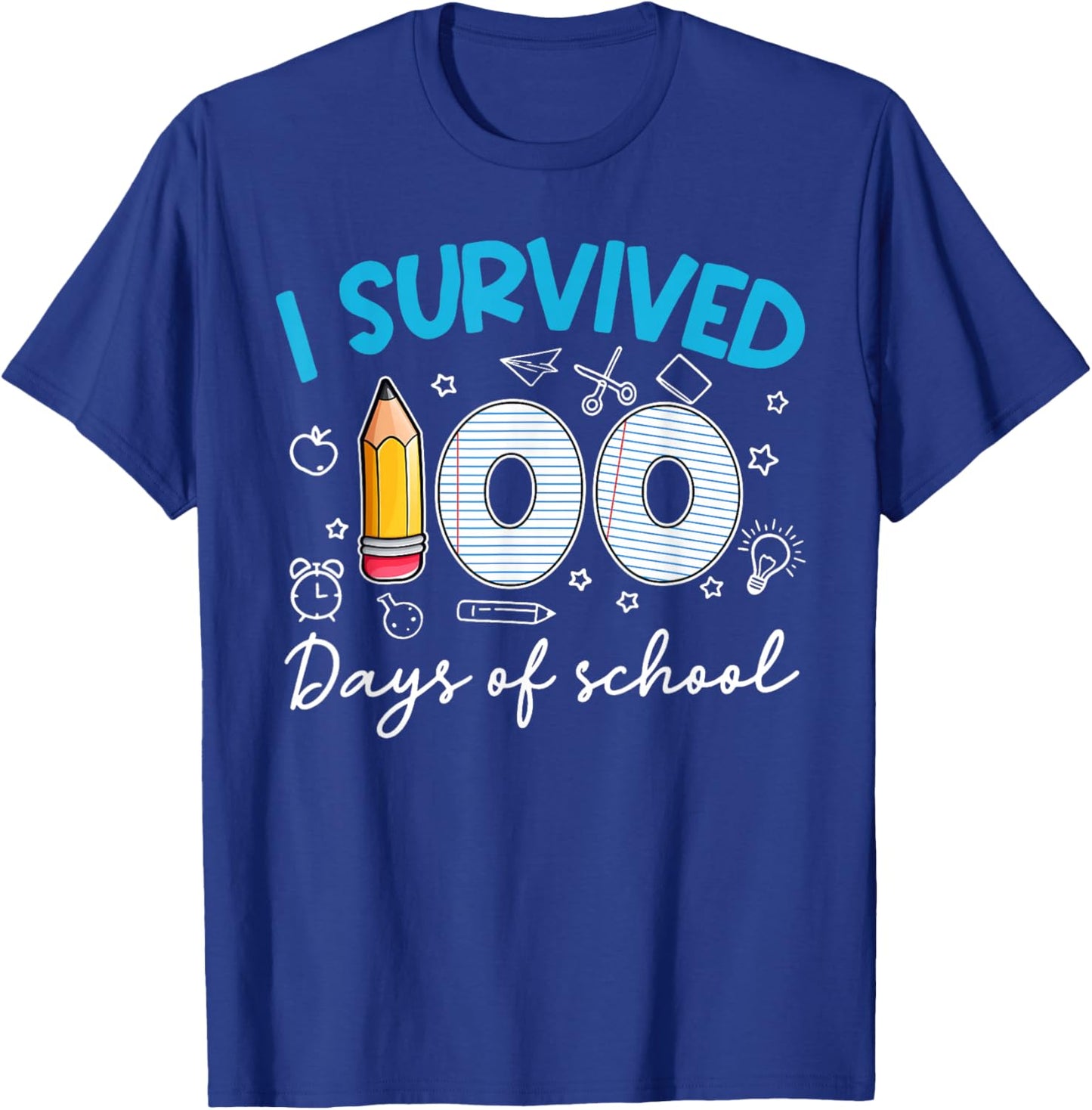 I Survived 100 Days of School Teacher Student T-Shirt - T-Shirt | Royal