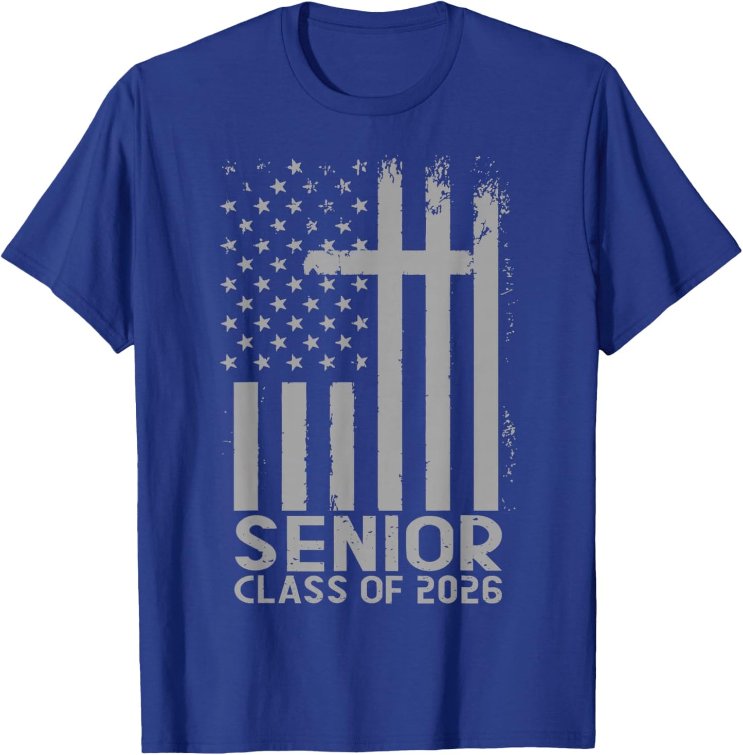 Class of 2026 Faith Cross Patriotic USA Flag Graduation T-Shirt - T-Shirt | Royal