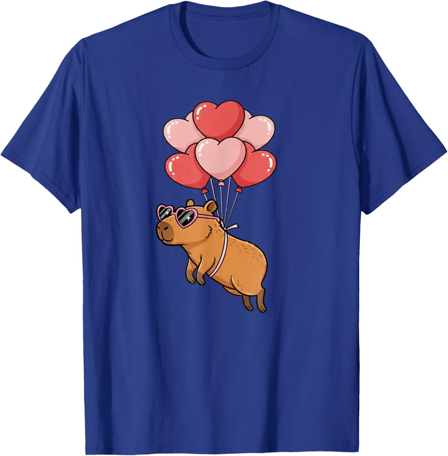 Kids Girls Valentines Day Heart Balloons Capybara T-Shirt - T-Shirt | Royal