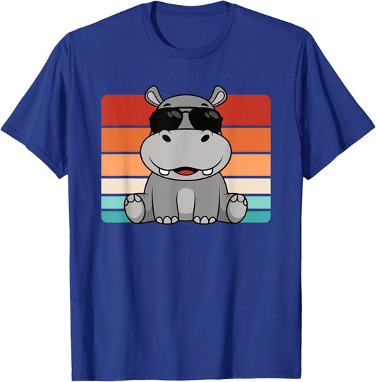 Cool Retro Hippo Lover Hippopotamus Funny Men Boys Kids T-Shirt - T-Shirt | Royal