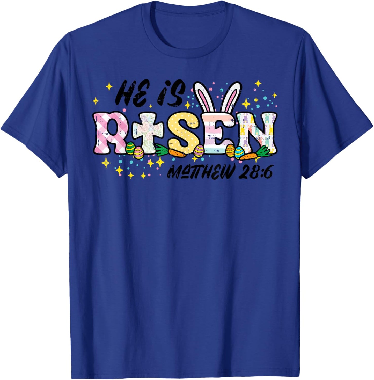 Easter He is Risen Matthew 28 6 Christian Women Men Kids T-Shirt - T-Shirt | Royal