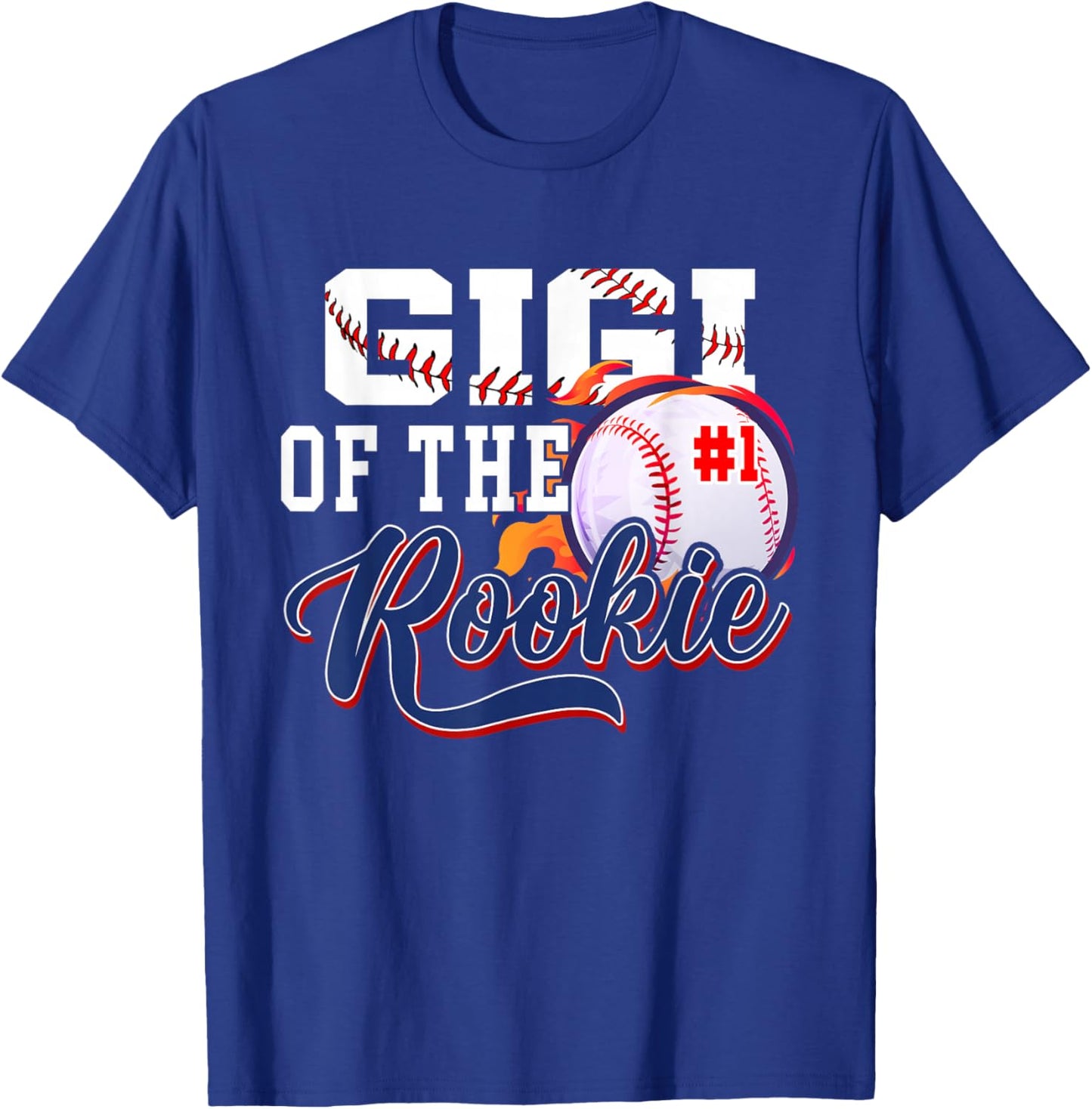 Gigi Rookie of Year 1st Birthday Baseball Theme Matching T-Shirt - T-Shirt | Royal