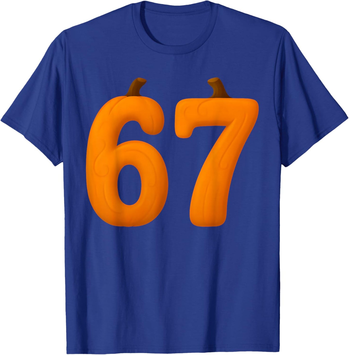 67 Number Sixty-Seven Six Seven Fall Pumpkin 6 7 Halloween T-Shirt - T-Shirt | Royal