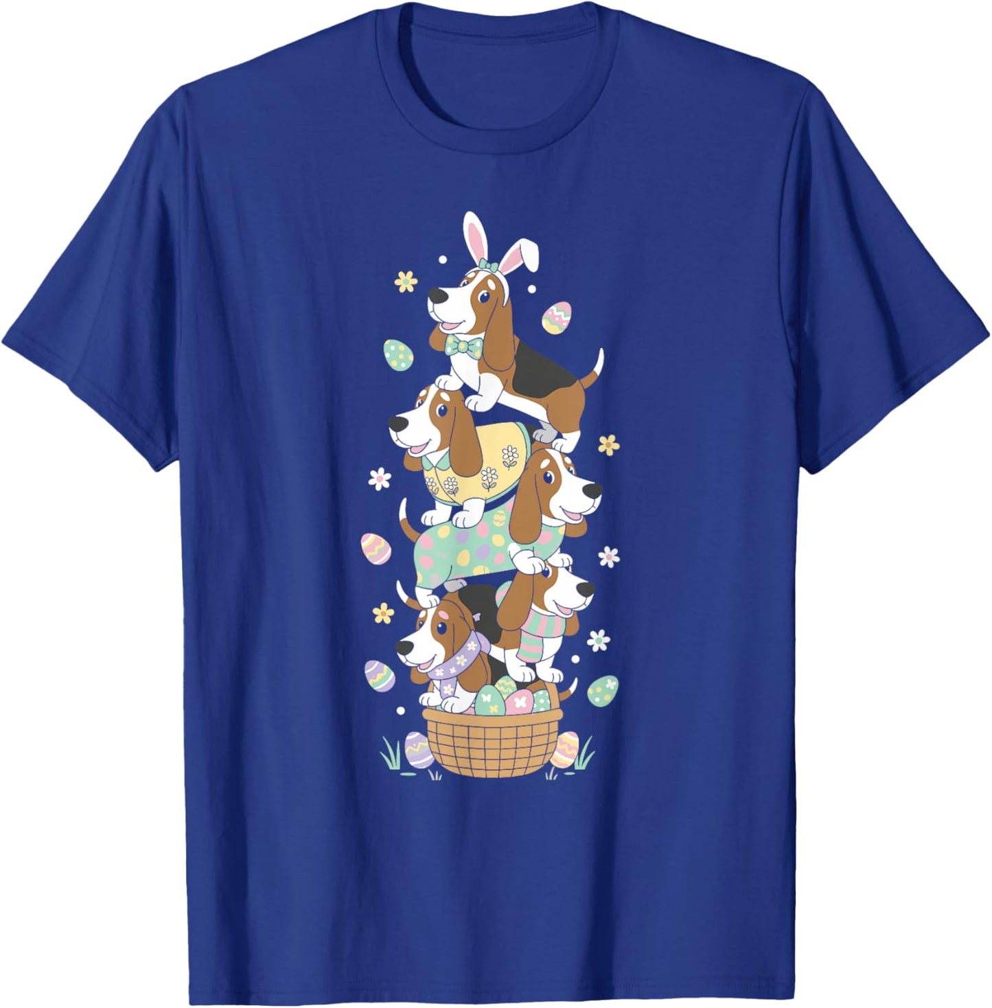 Funny Basset Hound Easter Egg Kids Easter Day T-Shirt - T-Shirt | Royal