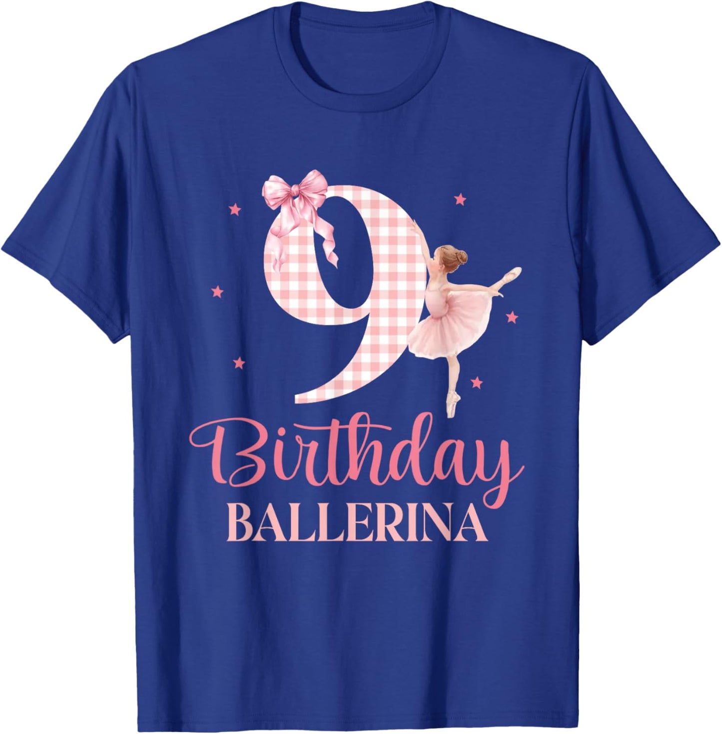 Happy 9th Birthday Ballerina 9 Year Old Girl Dancer Ballet T-Shirt - T-Shirt | Royal