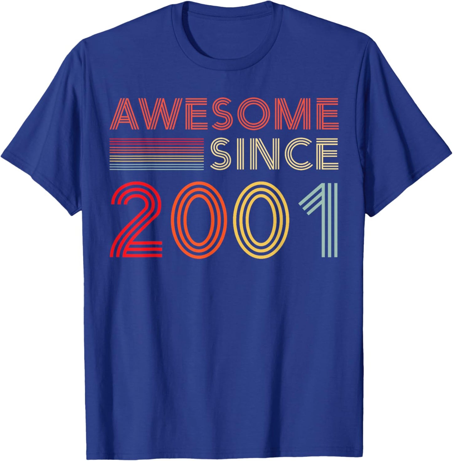 25 Birthday Decorations Men 25yr Awesome 2001 25th Birthday T-Shirt - T-Shirt | Royal