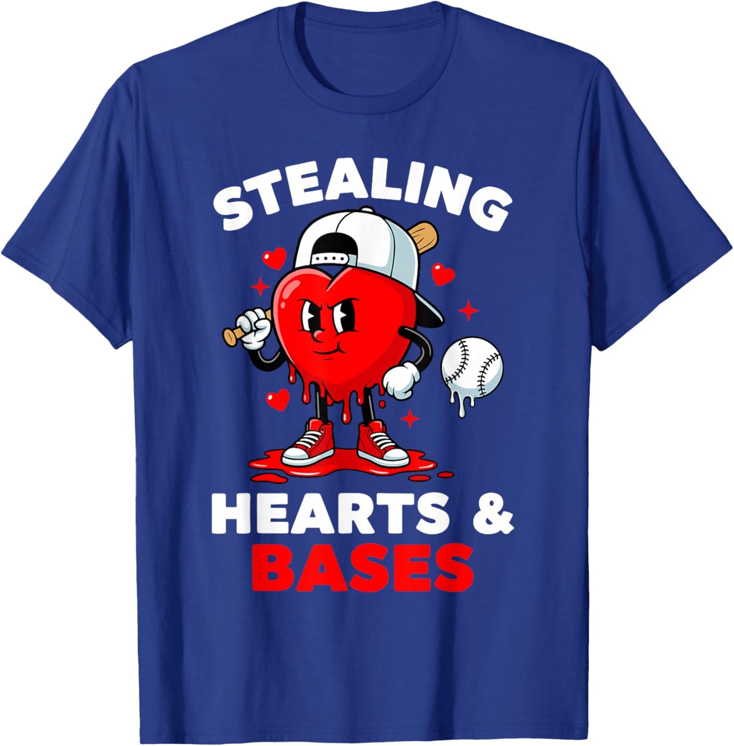 Boys Valentines Baseball Drip Icecream Stealing Hearts Kids T-Shirt - T-Shirt | Royal