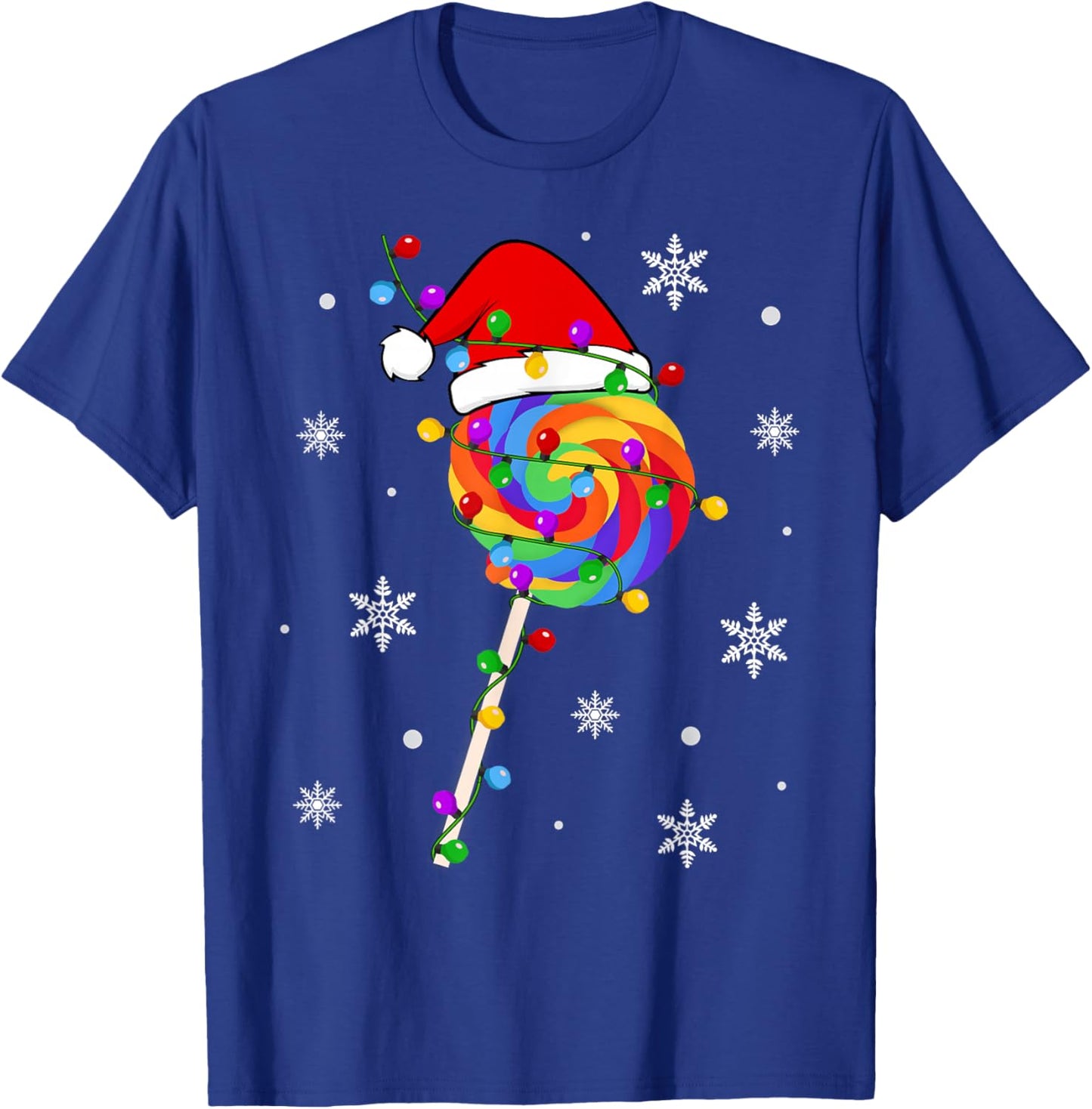 Lollipop Rainbow Sucker Candy Christmas Love Candy Xmas T-Shirt - T-Shirt | Royal