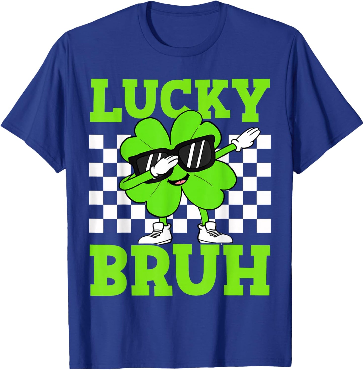 Boys St Patricks Day Kids Lucky Bruh Dabbing Shamrock Clover T-Shirt - T-Shirt | Royal