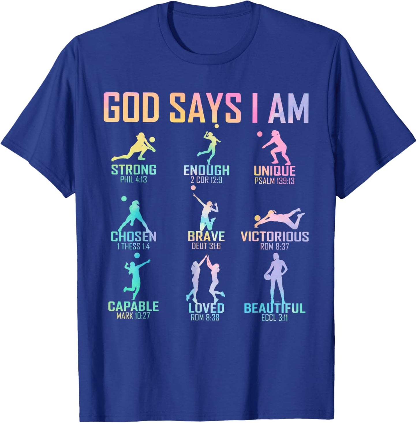 Christian God Says I Am Volleyball Boy Girls Christ T-Shirt - T-Shirt | Royal