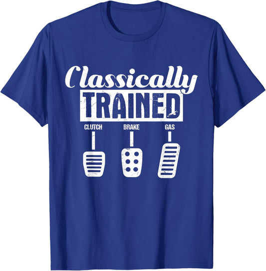 Classically Trained Clutch Brake Gas Manual car T-Shirt - T-Shirt | Royal