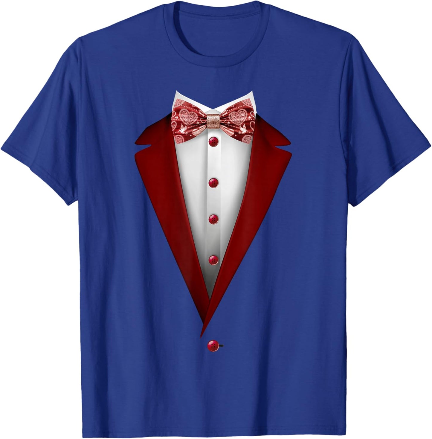 Tuxedo Bow Tie with Cute Hearts for Valentines Day T-Shirt - T-Shirt | Royal