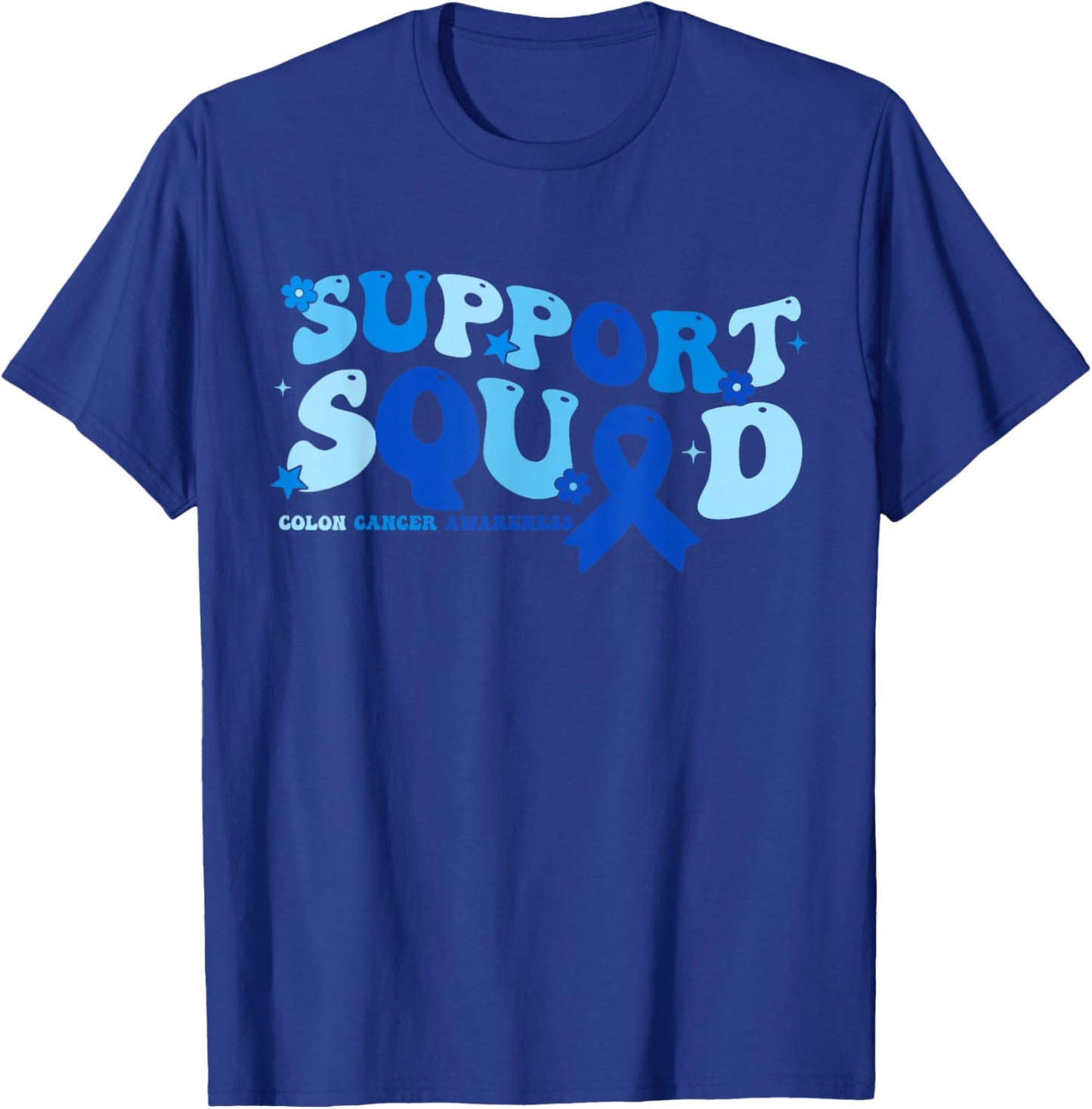 Colon Cancer Awareness Month Support Squad Blue Ribbon T-Shirt - T-Shirt | Royal