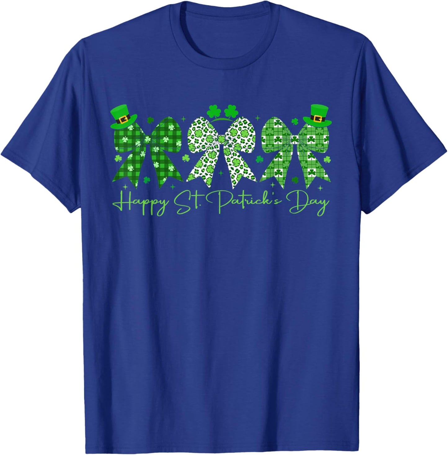 Happy St Patricks Day Coquette Bow Shamrock Irish Girl Women T-Shirt - T-Shirt | Royal