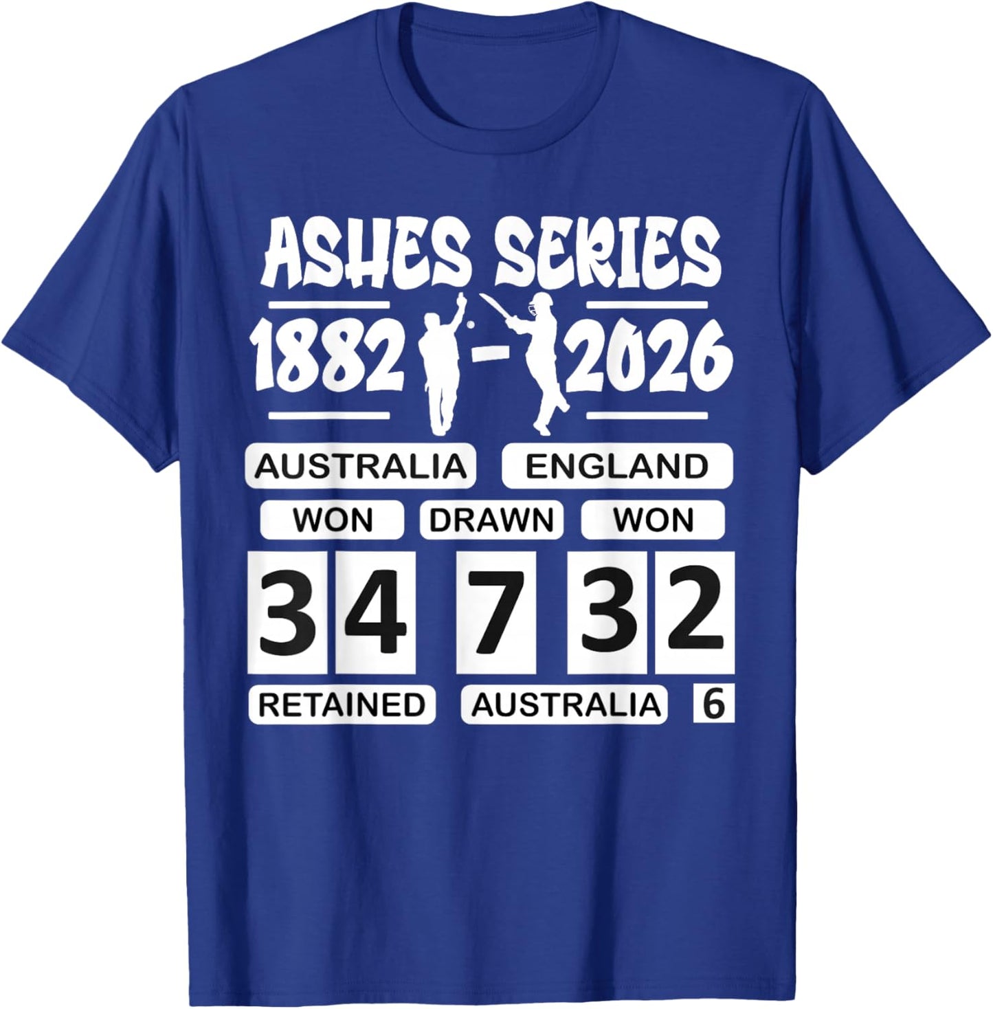Australia vs England Cricket Ashes Rivalry Scoreboard T-Shirt - T-Shirt | Royal