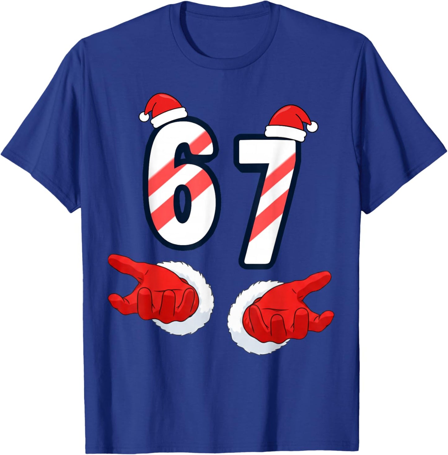 6 7 Meme Christmas Santa Hands 67 Holiday Six Seven T-Shirt - T-Shirt | Royal