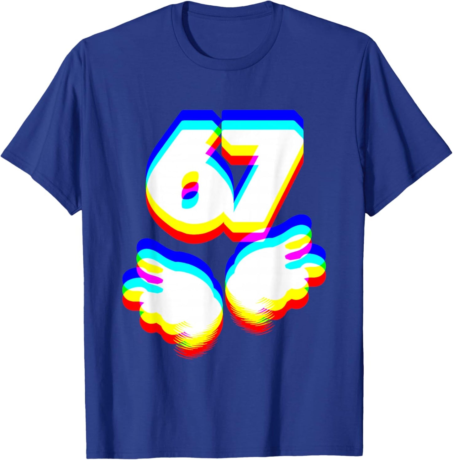Funny 6 7 Meme Gen Alpha Slang Six Seven EDM Color T-Shirt - T-Shirt | Royal