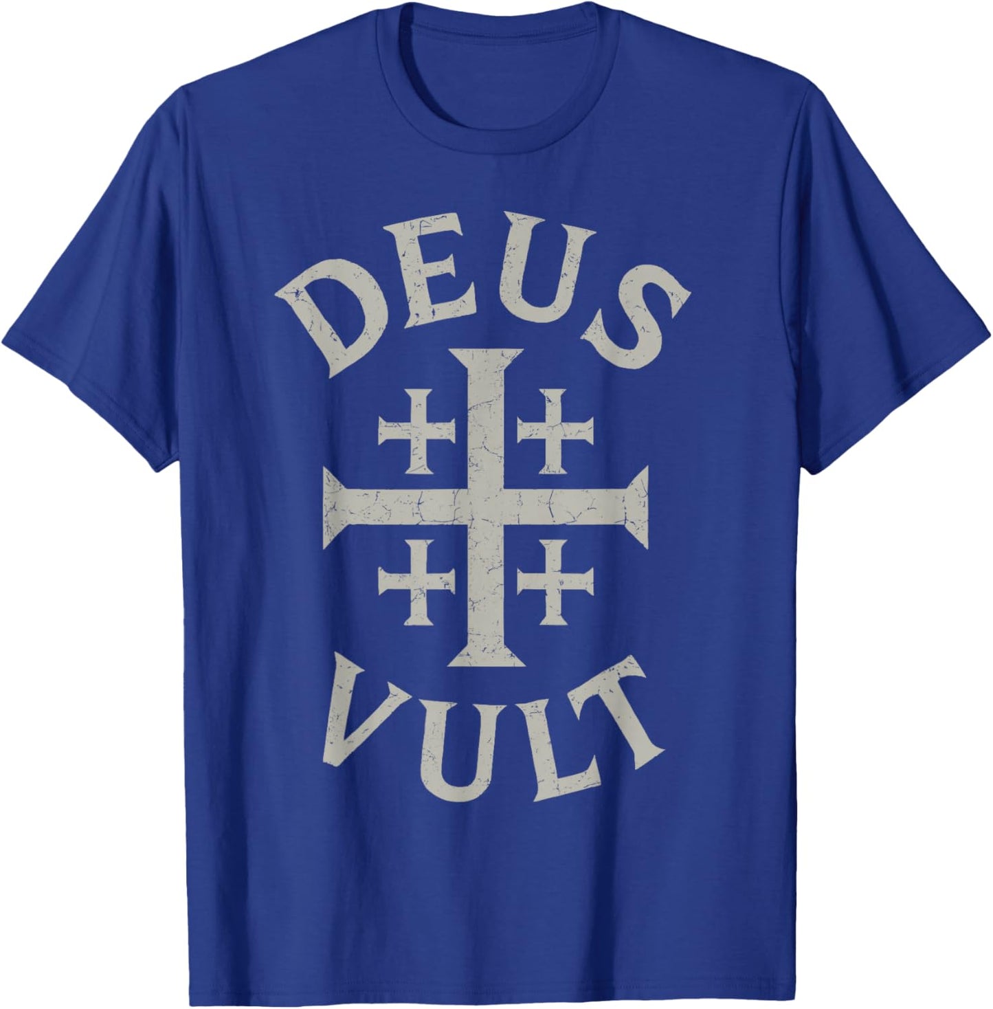 Deus Vult Catholic Knight Templar Crusader Cross Design T-Shirt - T-Shirt | Royal