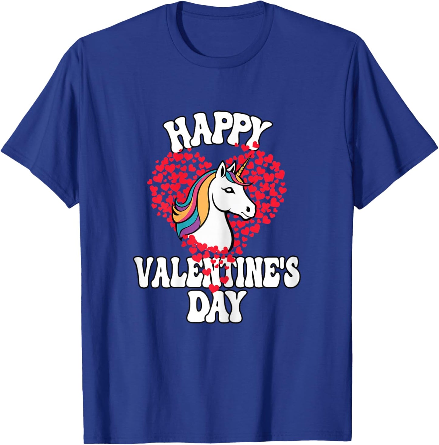 Happy Valentines Day Unicorn Girls Kids T-Shirt - T-Shirt | Royal