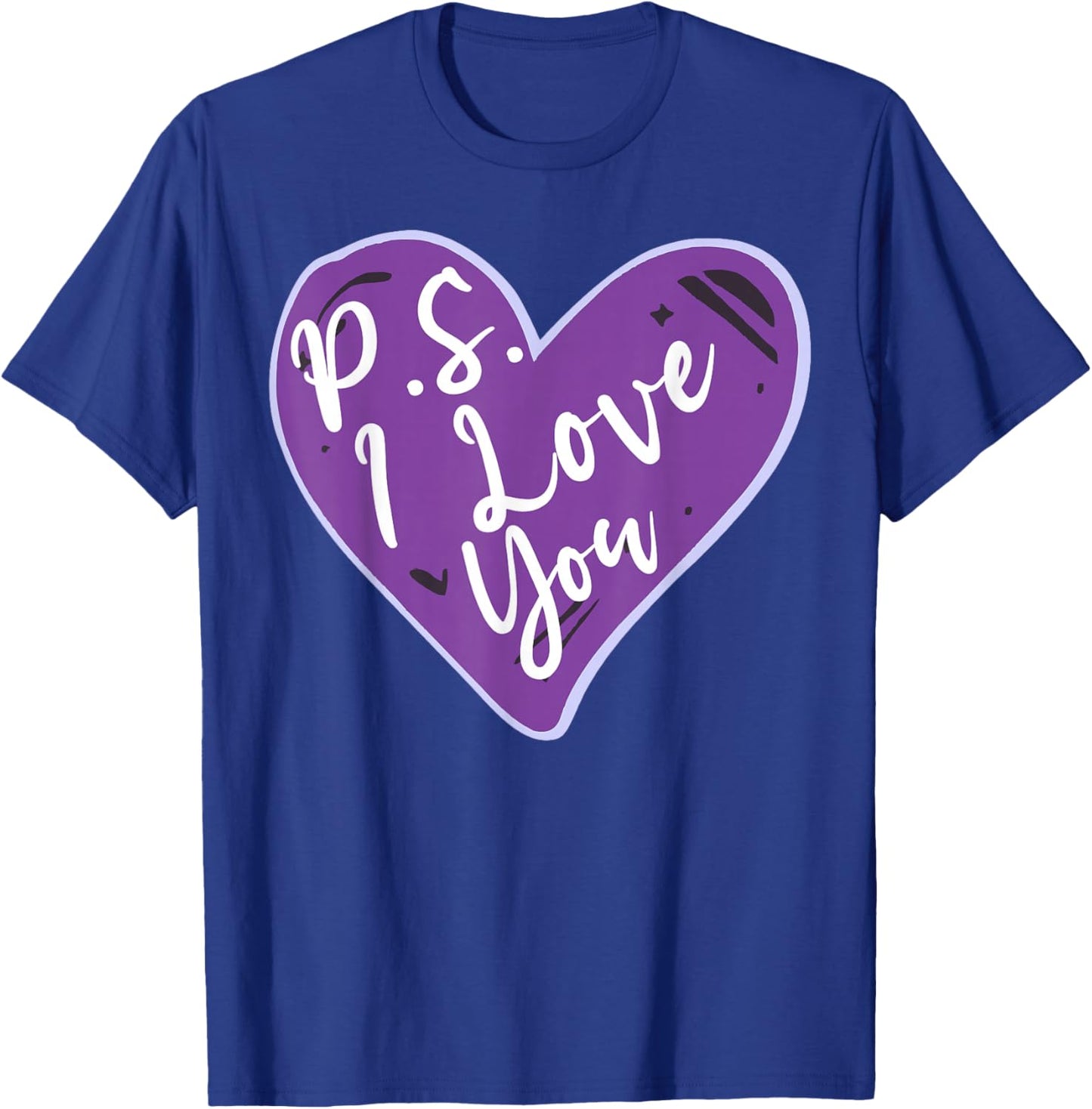PS I Love You Day Valentine's Day Purple Heart Women Men Kid T-Shirt - T-Shirt | Royal