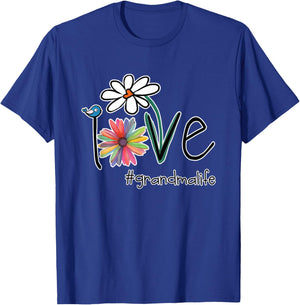 Love Grandma Life Floral Art T-Shirt - T-Shirt | Royal