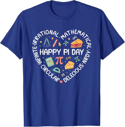 Happy Pi Day Pi Symbol Pi Day 3.14 Funny Pi Math Teacher T-Shirt - T-Shirt | Royal