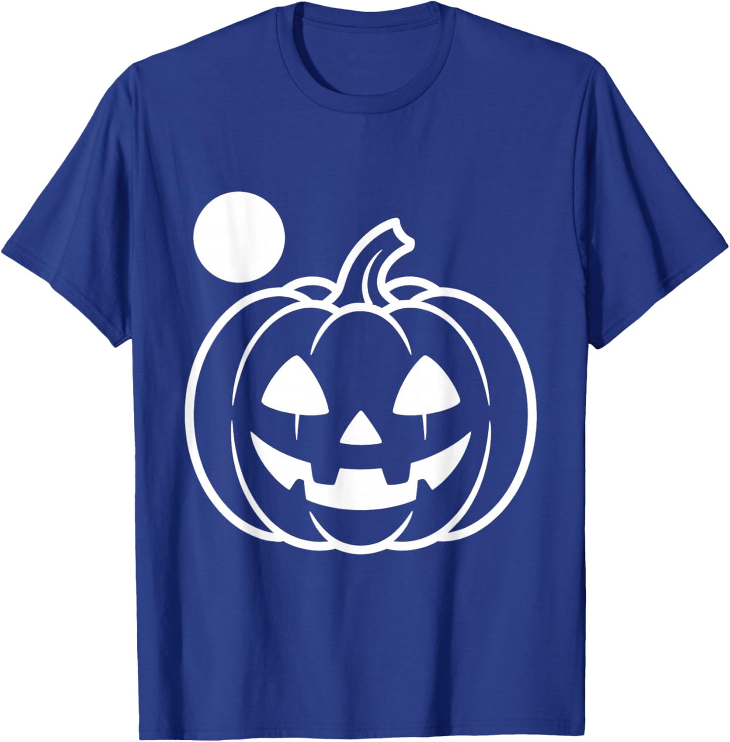Spooky Jack O Lantern Pumpkin Face Halloween Moon Art T-Shirt - T-Shirt | Royal